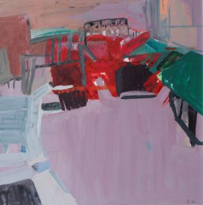 Platz in Venedig, Acryl auf Pappe, 28,5 cm x 28,5 cm