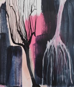 Wachsum, Acryl und Tusche auf Pappe, 28 cm x 24 cm