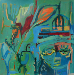 Waldbaden, Acryl auf Pappe, 47 cm x 47 cm